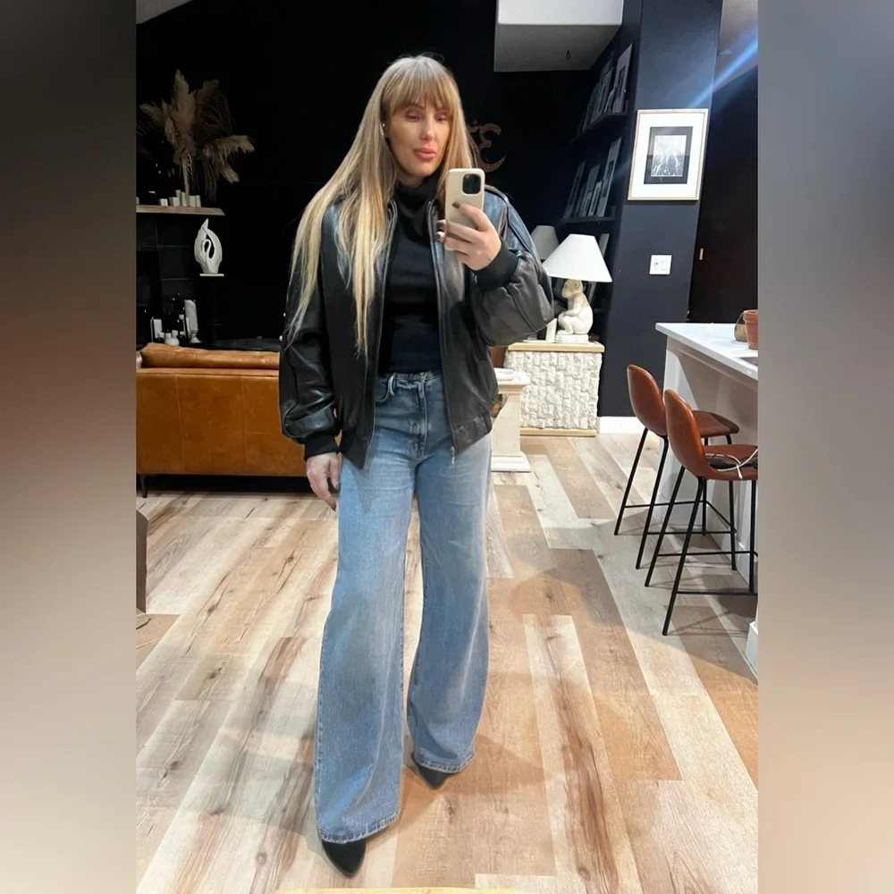 Vintage Wilson’s leather bomber jacket coat black - Picture 2 of 9